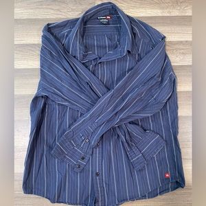 Y2K Tony Hawk button down blue and white striped button down shirt